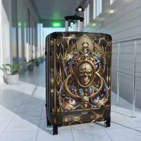 Steampunk Skull Suitcase Gothic Skull Travel Luggage Carry-on Suitcase Premium Hard Shell Suitcase | D20228