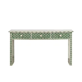 Stella Bone Inlay Console Table Green/White