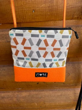 Stella Orange Cross Body Purse- Geometric Print Fabric