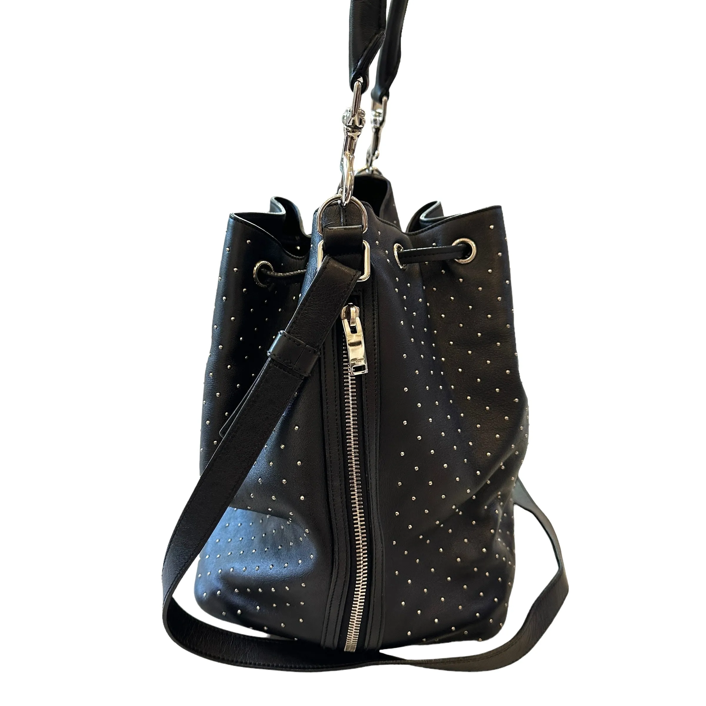 Studded Black Bucket Bag