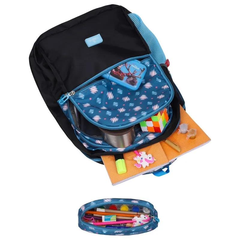 THE CLOWNFISH Edutrek Series Printed Polyester 36 L School Backpack with Pencil/Stationery Pouch School Bag Zip Pocket Daypack Picnic Bag For School Going Boys & Girls Age-10  years (Cerulean Blue)