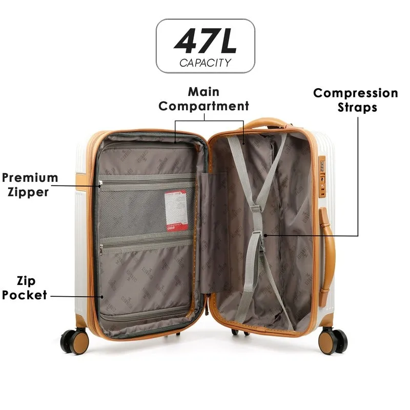 THE CLOWNFISH Kenzo Series Expandable Luggage ABS & Polycarbonate Exterior Hard Case Suitcase Eight Wheel Trolley Bag with TSA Lock- Champagne (Small size, 54 cm-21 inch)