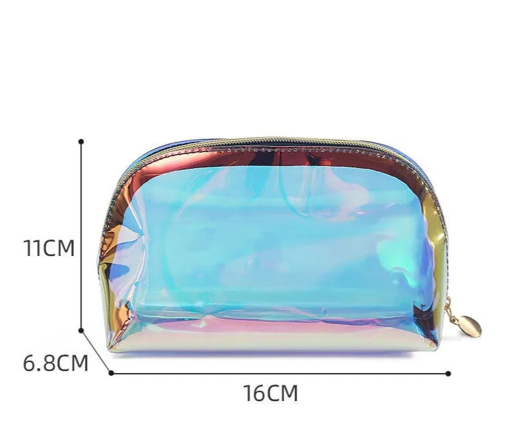 Transparent Cosmetic Bag Waterproof TPU Colorful Semi-circular Lipstick Storage Bag Travel