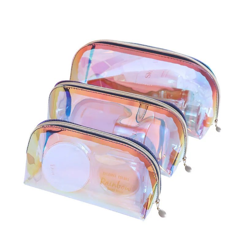 Transparent Cosmetic Bag Waterproof TPU Colorful Semi-circular Lipstick Storage Bag Travel