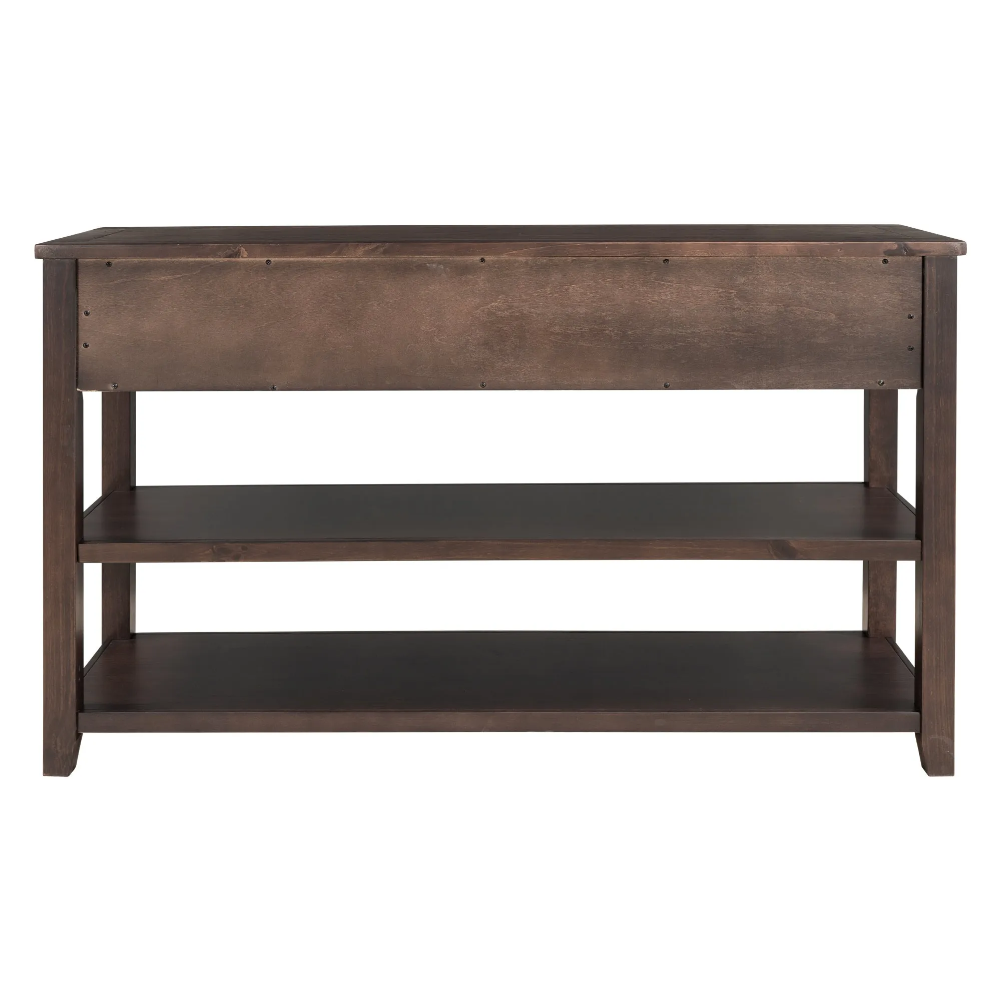 TREXM Retro Design Console Table with Two Open Shelves - Espresso