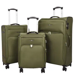 Ultra Lightweight Suitcases Expandable Soft 8 Wheel Luggage Travel Bags Cuba Khaki