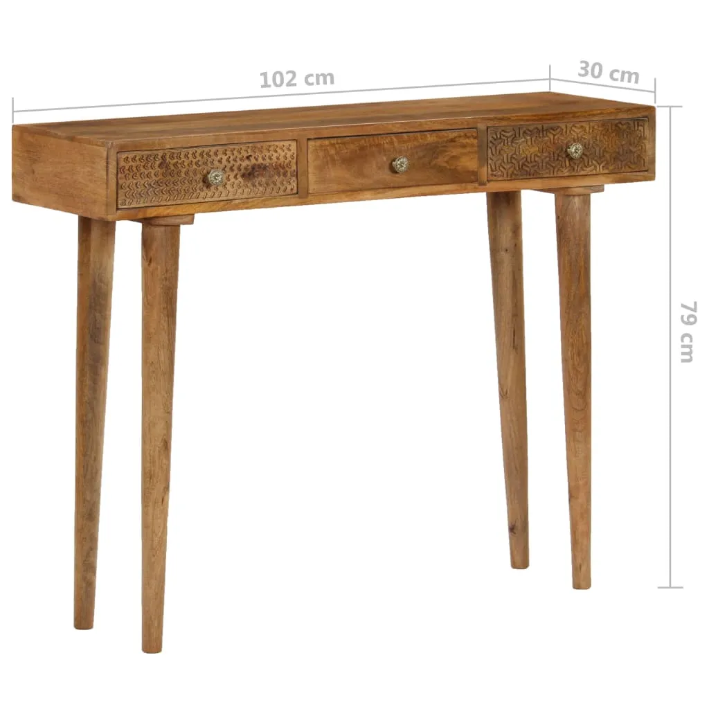 vidaXL Console Table Solid Mango Wood 102x30x79 cm