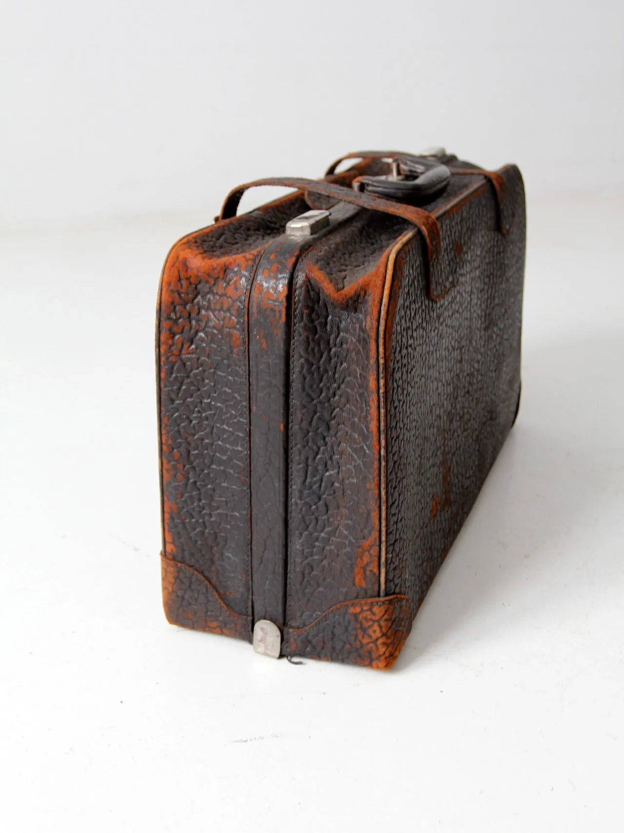 vintage 30s black leather suitcase