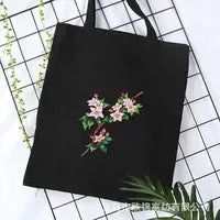 Vintage Floral Tote Canvas Bag Hand Embroidery Kit