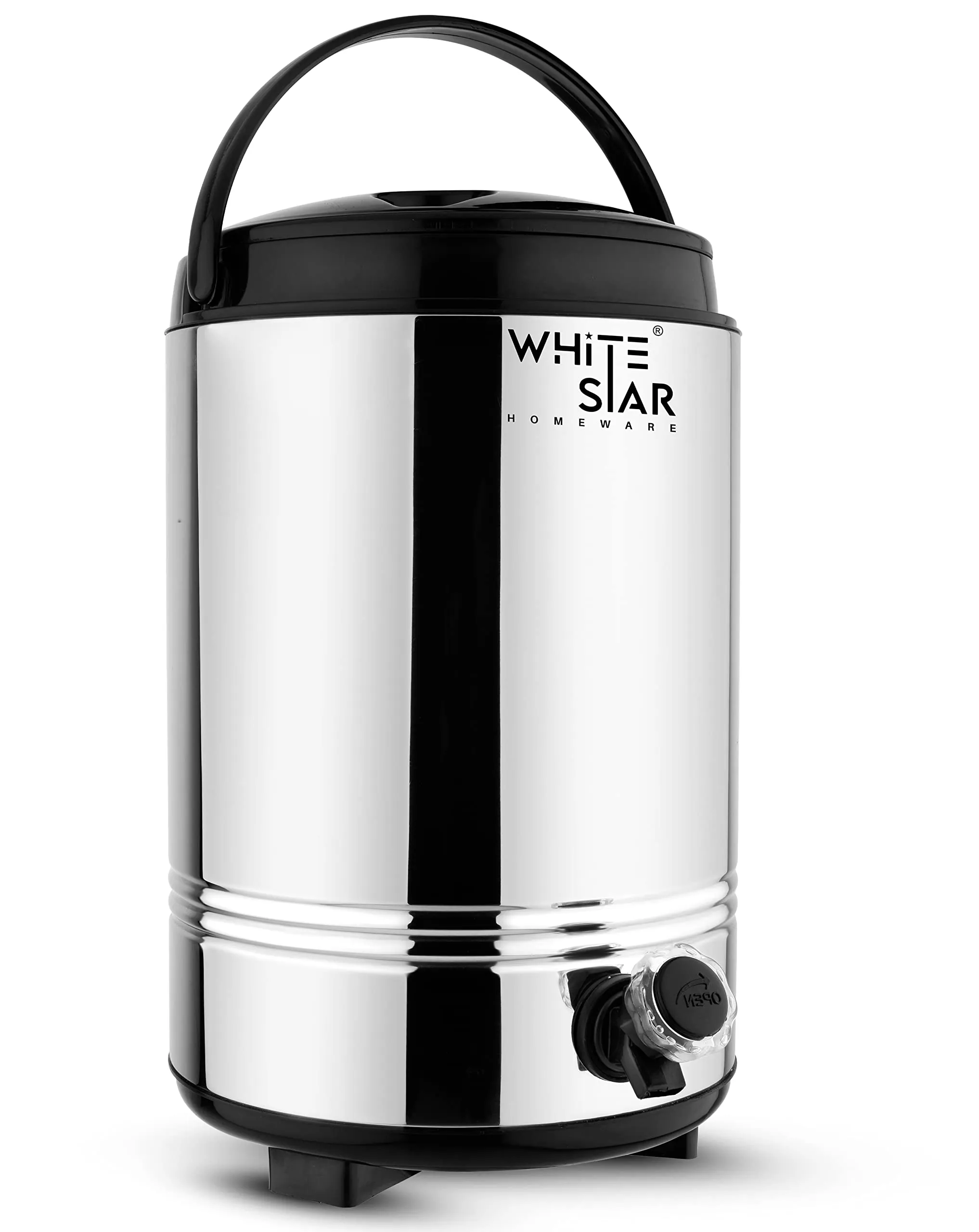 WHITESTAR Stainless Steel Water Jug/Jug with PU Insulated Thermosteel with Carry Handle I Big Size 10 Liter of Capacity I Silver Color I Hot and Cold Water Dispenser for Kitchen Home Office