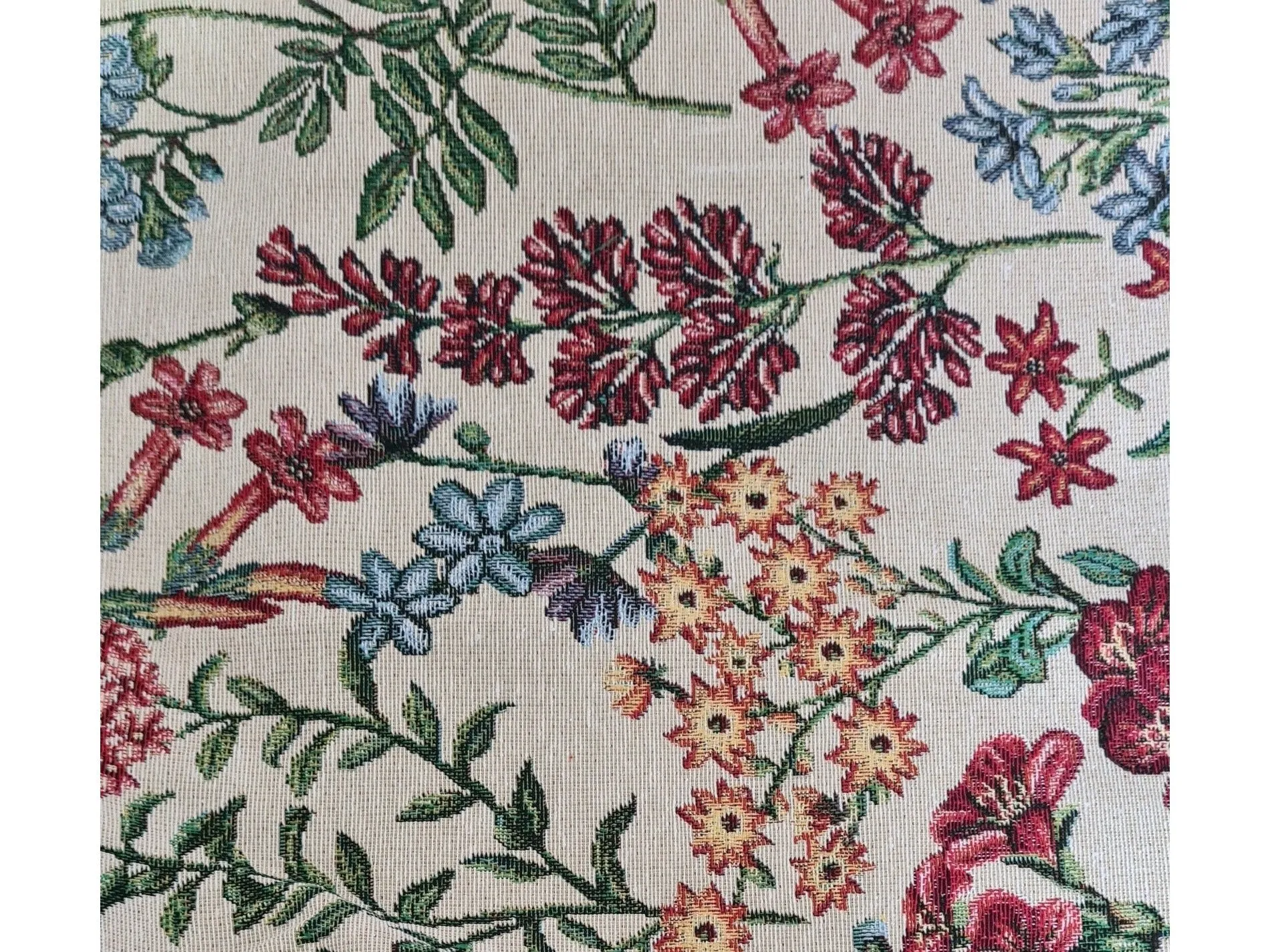 WILD FLOWERS - Heavy & Beautiful , Tapestry Style, Furnishing / Upholstery Fabric Depicting Wild Flowers and Fauna for Sofa, Cushions, Curtains etc