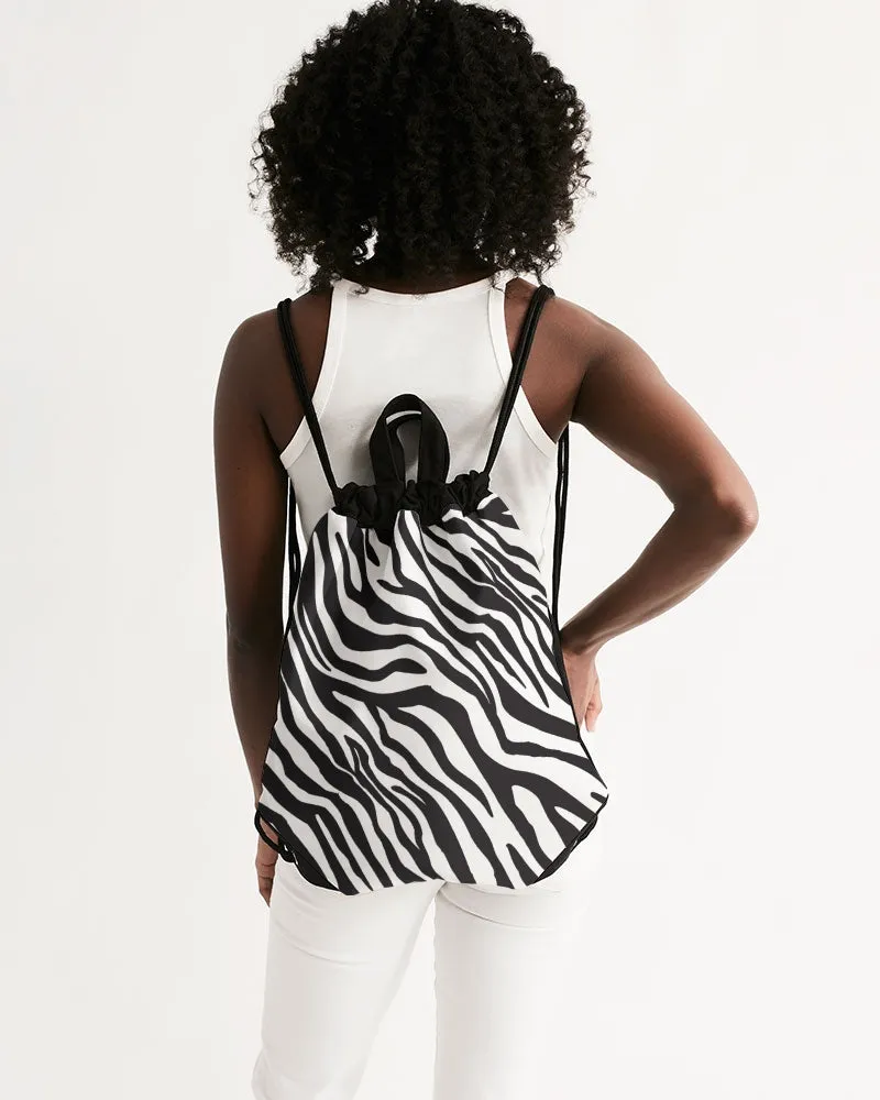 Zebra Print Canvas Drawstring Bag