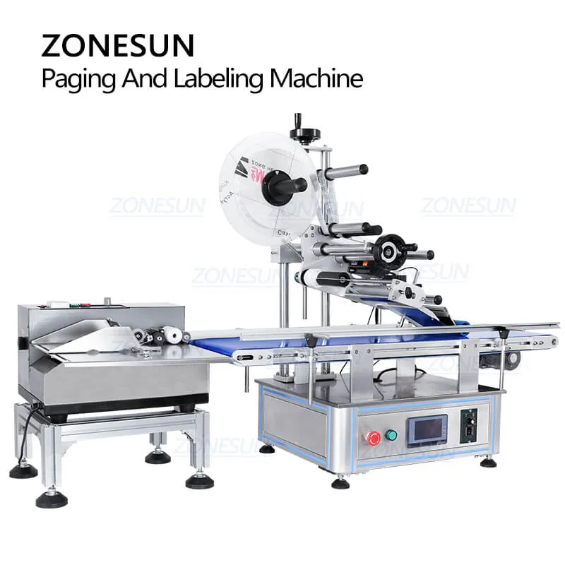 ZS-TB150PBF Automatic Plastic Bag Pouch Sample Box Paging Labeling Machine